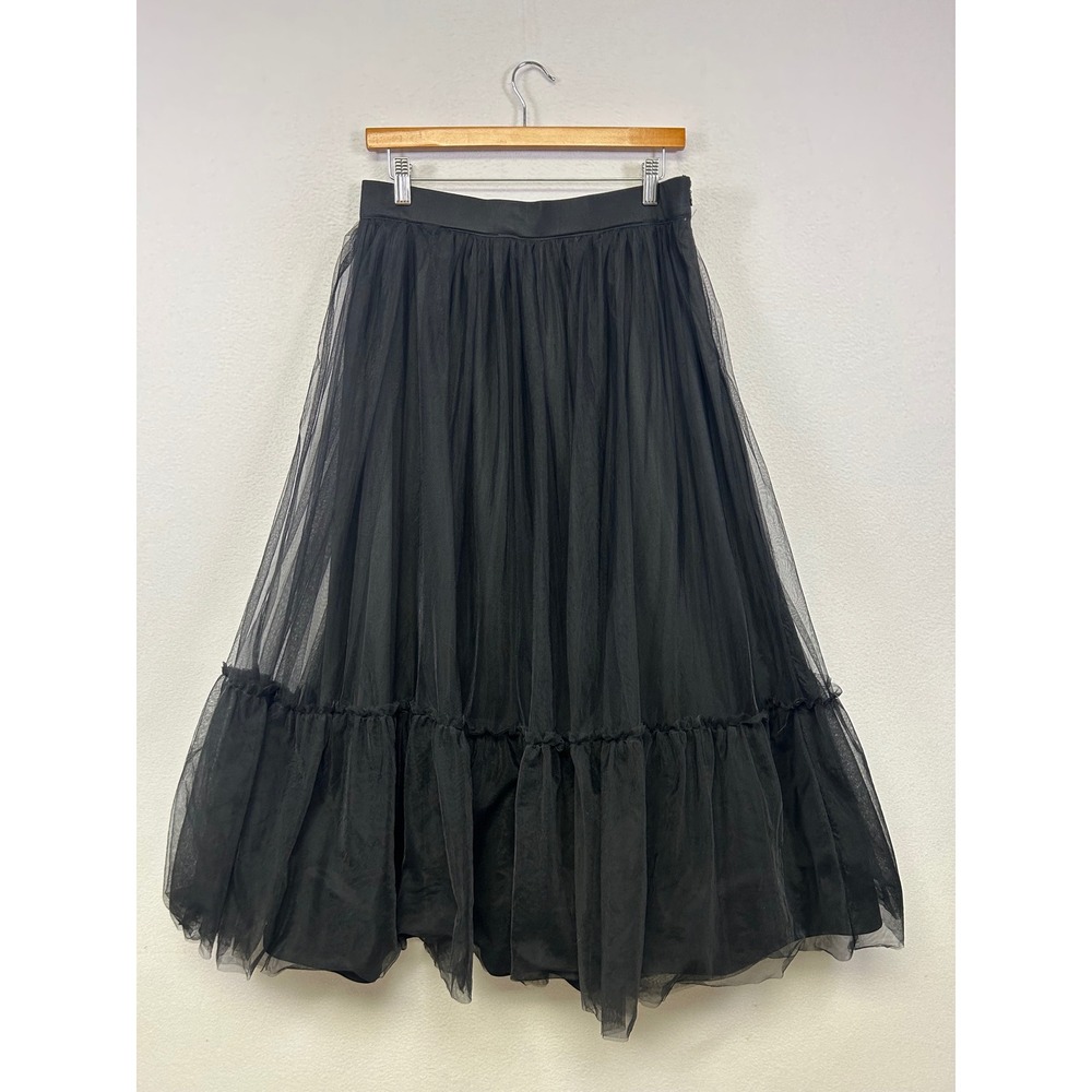 Ballerina Whimsigoth TCEC Womens Large Black Tulle Ruffle Midi Skirt CS3444